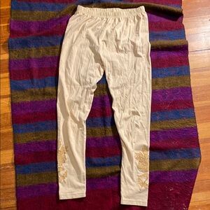 April Cornell leggings with beautiful appliqué embroidery. Never worn